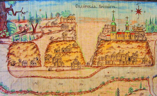 Изображение села Обдорского. Рисунок Н.Шахова середины XIX в.